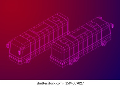 City bus. Wireframe low poly mesh vector illustration. Travel or transportation concept.
