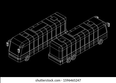 City bus. Wireframe low poly mesh vector illustration. Travel or transportation concept.