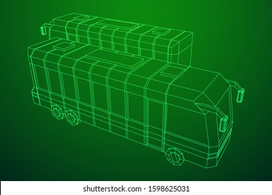 City bus. Wireframe low poly mesh vector illustration. Travel or transportation concept.