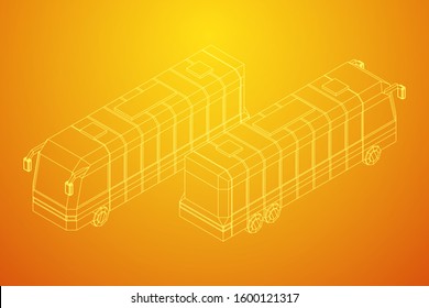 City bus. Wireframe low poly mesh vector illustration. Travel or transportation concept.