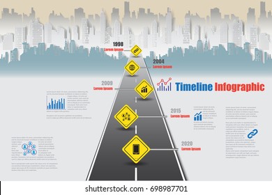 City business road map timeline infographic designed for abstract background template elements modern diagram process web pages technology digital marketing data presentation chart Vector illustration