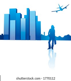 City Business Woman in Blue - vector