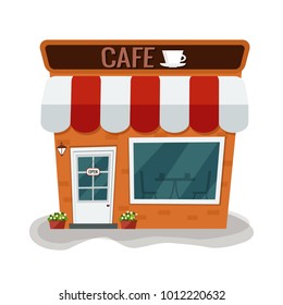 City cafe. Coffee shop. Flat design. Vector illustration.
