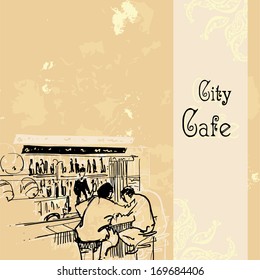 City cafe template (had-drawn high quality)
