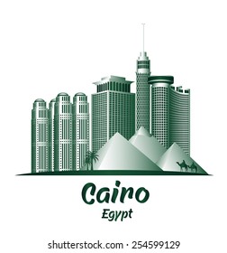 City of Cairo Egypt Famous Buildings. Editable Vector Illustration