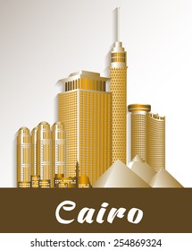City of Cairo Egypt Famous Buildings. Editable Vector Illustration