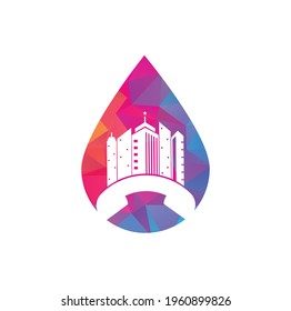 Plantilla de diseño de logotipo vectorial de forma de caída de llamadas de ciudad. Concepto de los diseños de los logotipos de la Ciudad del Teléfono	