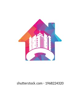 City Call home shape concept vector logo design template. Phone City logo designs concept.	