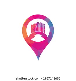 City Call map pin shape concept vector logo design template. Phone City logo designs concept	