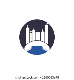 Plantilla de diseño del logotipo vectorial de City Call. Concepto de los diseños de los logotipos de la Ciudad del Teléfono	