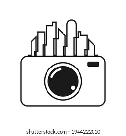 City camera icon design template vector illustration