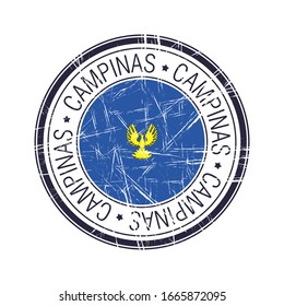 City of Campinas, Brazil postal rubber stamp, vector object over white background