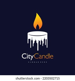 City Candle Logo Design Vector illustration