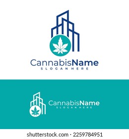 Plantilla vectorial del logo de la ciudad de Cannabis. Conceptos de diseño del logotipo de cannabis creativo