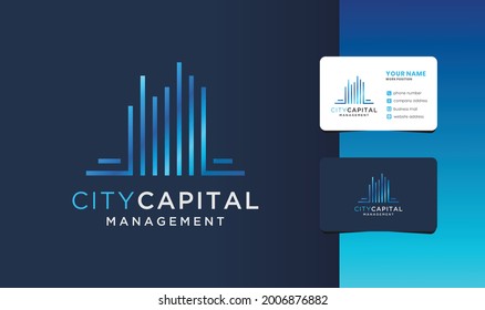 city capital management logo with business card design.