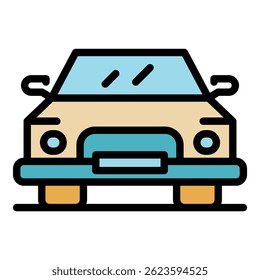 City car icon. Outline city car vector icon color flat isolated
