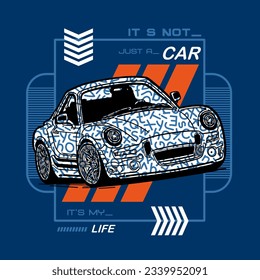  city car racing typography vector illustration design