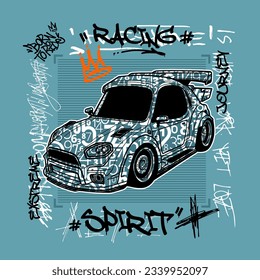  city car racing typography vector illustration design