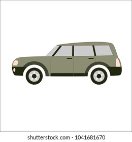 City car. Right view. Vector illustration in simple flat design.