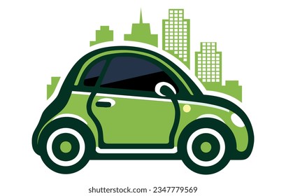 City car vector illustration concept, Cute vector smart car illustration, Car sharing logo, 
