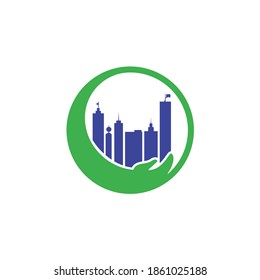 City care vector logo design. Tower Care logo template.	
