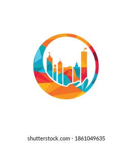 City care vector logo design. Tower Care logo template.	