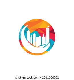 City care vector logo design. Tower Care logo template.	