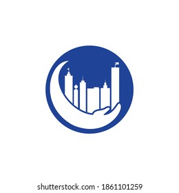 Diseño del logotipo vectorial de cuidado de la ciudad. Plantilla del logotipo de Tower Care.	