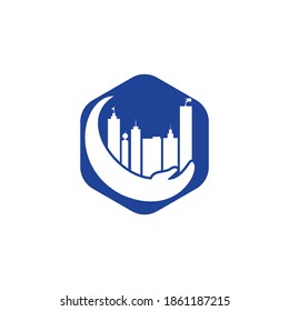 Diseño del logotipo vectorial de cuidado de la ciudad. Plantilla del logotipo de Tower Care.	