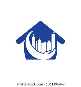 Diseño del logotipo vectorial de cuidado de la ciudad. Plantilla del logotipo de Tower Care.	