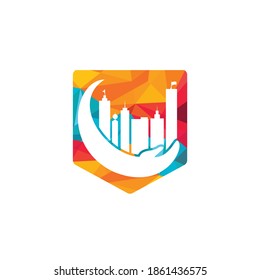 City care vector logo design. Tower Care logo template.	