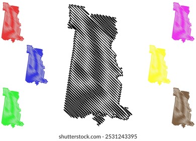 Cidade de Casey (Comunidade da Austrália, estado de Victoria, Vic) mapa ilustração vetorial, esboço rabisco mapa de Casey