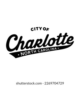 City of Charlotte lettering design. Charlotte, North Carolina typography design. Vector and illustration.