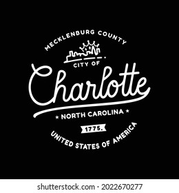 Ciudad de Charlotte. Vector e Ilustración.