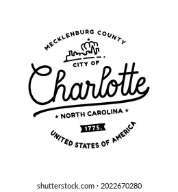 Ciudad de Charlotte. Vector e Ilustración.