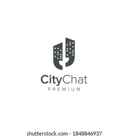 Icono del vector de logotipo de chat de ciudad
