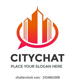 City chat vector logo template. This design use conversation symbol. Suitable for business.