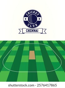 City of Chennai, India Cricket green field, Vector Illustration Abstract Editable image