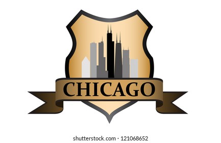 City of Chicago crest with high rise buildings skyline