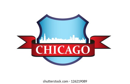 City of Chicago crest with high rise buildings skyline