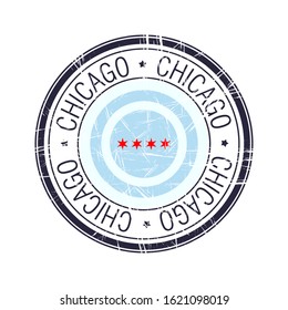 City of Chicago, Illinois postal rubber stamp, vector object over white background