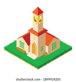 City church icon. Isometric illustration of city church vector icon for web