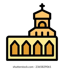 City church icon outline vector. Croatia landmark. World balkan color flat