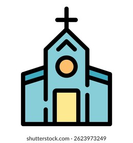 City church icon. Outline city church vector icon color flat isolated