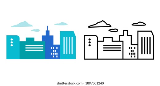 City, cityscape, city, city illustration icon vector set