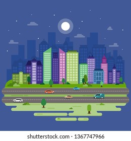 City Cityscape Skyline Landmark Building Traffic Street Illustration