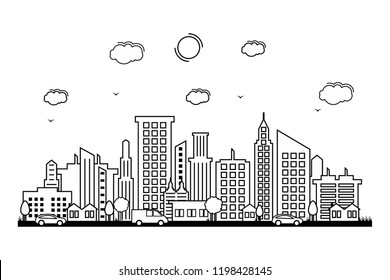 Modern City Skyline Vector Background Stock Vector (Royalty Free ...