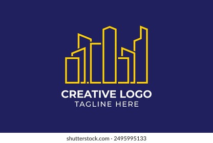 City cityscape skyline vector flat modern logo landmarks and building silhouette, Real Estate Logo Construction Skyscrapers design, City building construction logo, 