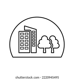 City, climate, control, ecosystem line icon. Outline vector.