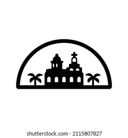 City, climate, ecosystem icon. Black vector graphics.